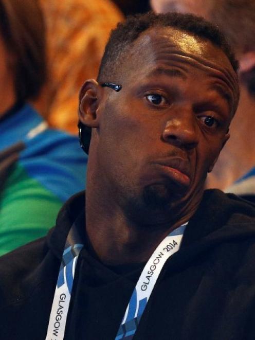 Usain Bolt of Jamaica was in the crowd to watch the netball match between New Zealand and Jamaica...