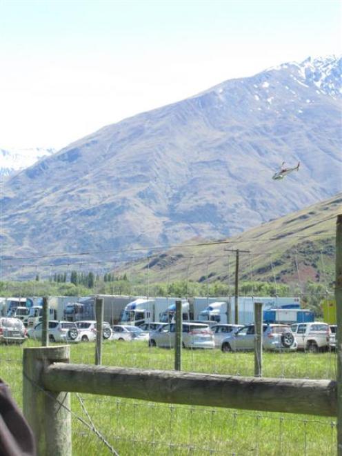 Vehicles are parked at 3Foot7 Ltd's second unit camp in the Matukituki Valley. Photo by Marjorie...