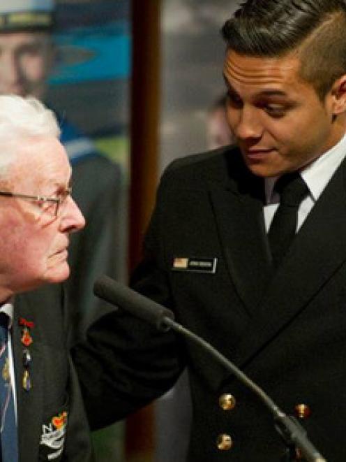 Veteran Bob Batt who served on the HMNZS Achilles at River Plate, at the Royal New Zealand Navy's...