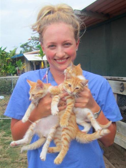 Veterinary student Sarah Stephen loved working with the animals in Rarotonga. Photo supplied.