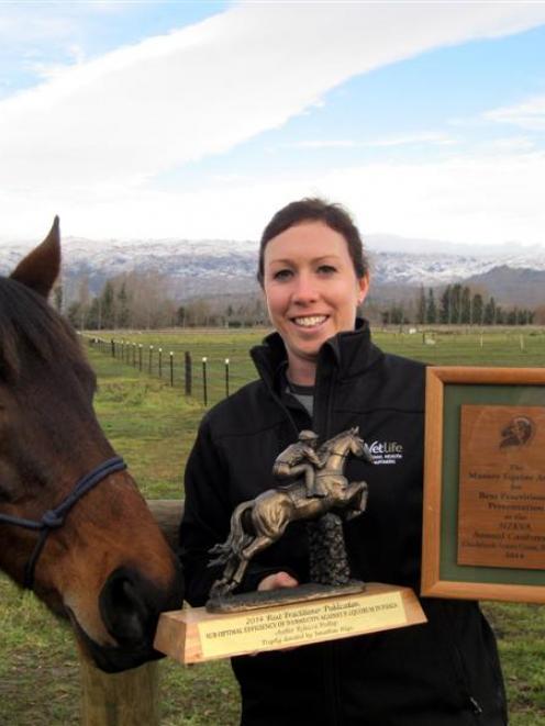 Vetlife Alexandra vet Becci Bishop with trophies that she has won this year. Photo supplied.