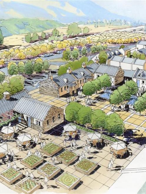 An artist's impression of the Vintner's Village, the hub of the proposed Gibbston Valley Station...