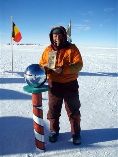 Visiting the ceremonial South Pole at the bottom of the world. Photo supplied.