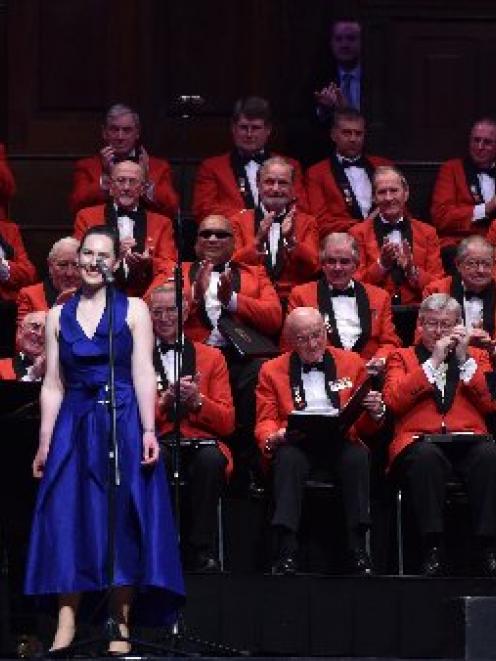 Vocal scholar Beth Goulstone performs with the Dunedin RSA Choir at the Dunedin Town Hall last...