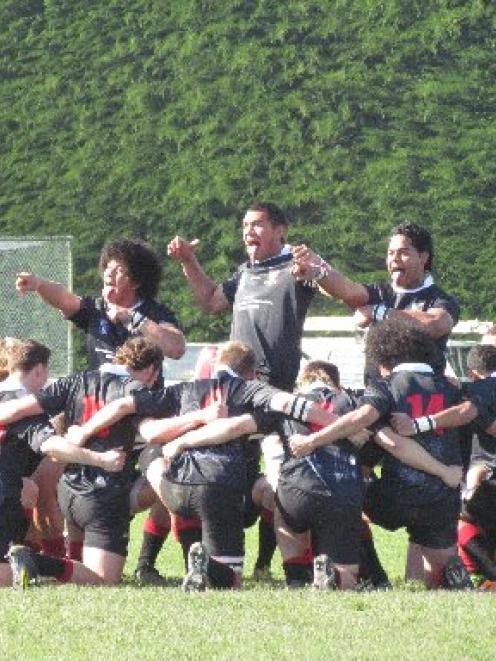 Waitaki Boys' High School lays down the challenge to Timaru Boys' High School in the first XV...