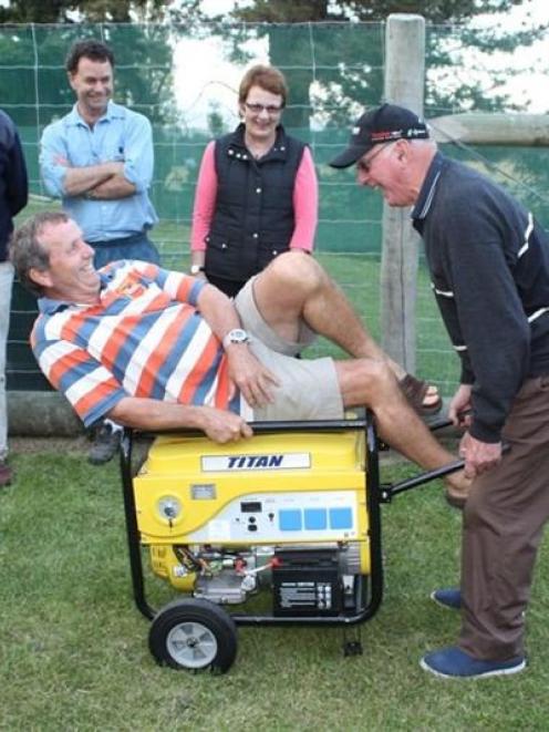 Waitaki District emergency services manager Chris Raine (left) with Kurow Civil Defence members ...