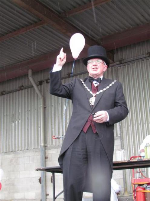 Waitaki Mayor Alex Familton officially opens the Oamaru Victorian Heritage Celebrations. Photo by...