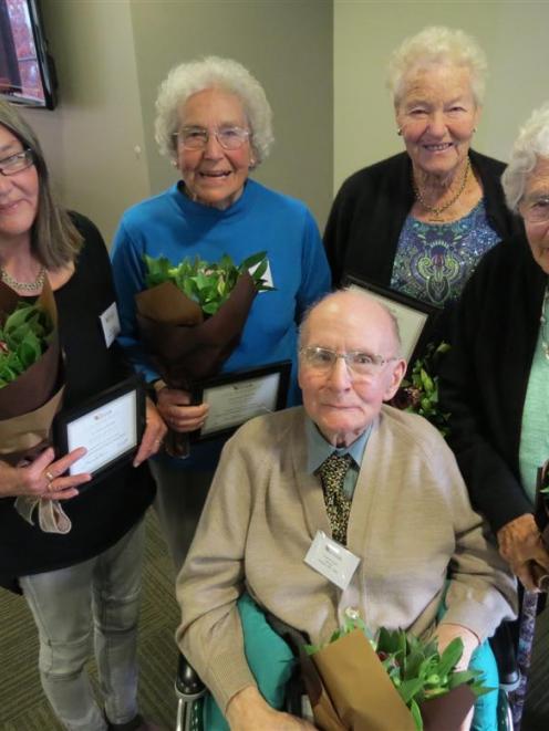 Wakatipu Senior Citizens Association life membership award winners (from left) Karen Bouley,...