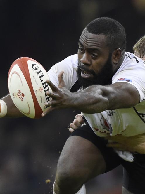 Wales' Bradley Davies tackles Fiji's Manasa Saulo during their Autumn International rugby union...