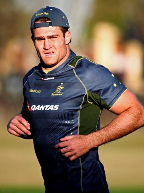 Wallabies captain James Horwill takes part in a team training session in Sydney. REUTERS/David Gray