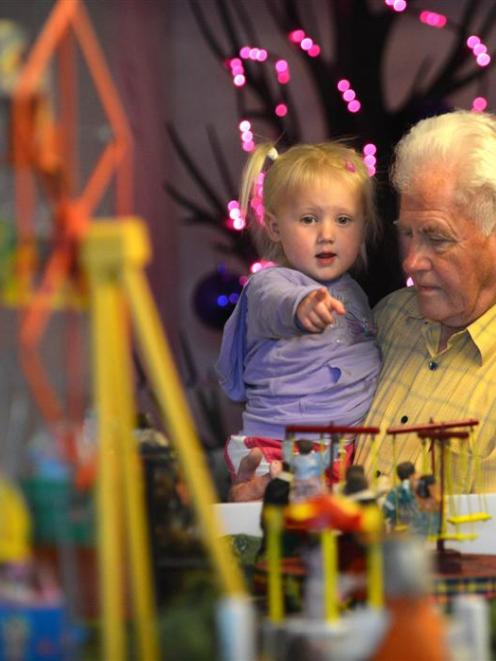 Wallace Russell and Amber Russell-Egan (2), of Dunedin, visit Pixie Town at Toitu Otago Settlers...