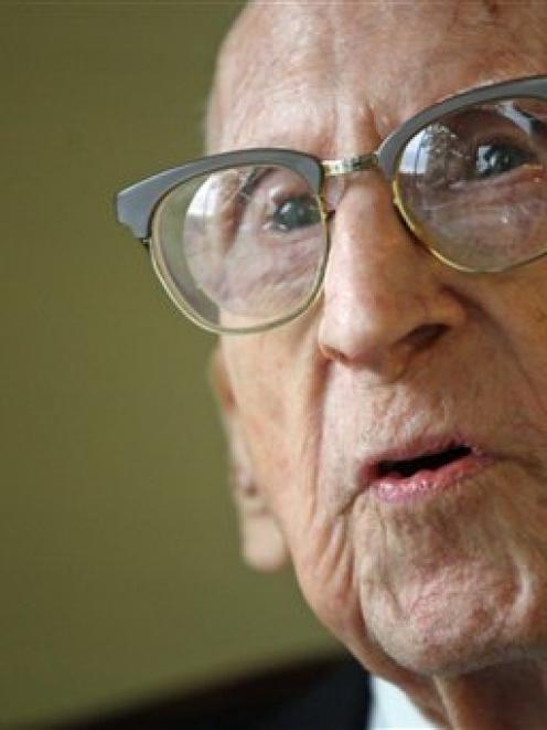 Walter Breuning photographed during an interview with an Associated Press reporter in Great Falls...