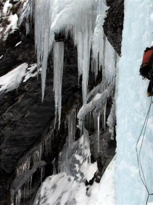 Wanaka climber Allan Uren on an ice climb, an adventure which features in  the film <i> In The...