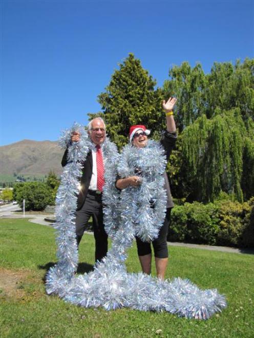 Wanaka Community Board chairman Lyal Cocks and self-described "Christmas fairy" Jen Anderson in...