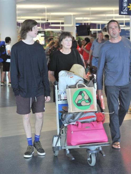 Wanaka family Luke Facer (17), Nina Lunn and Julian Facer, arrive at Dunedin International...