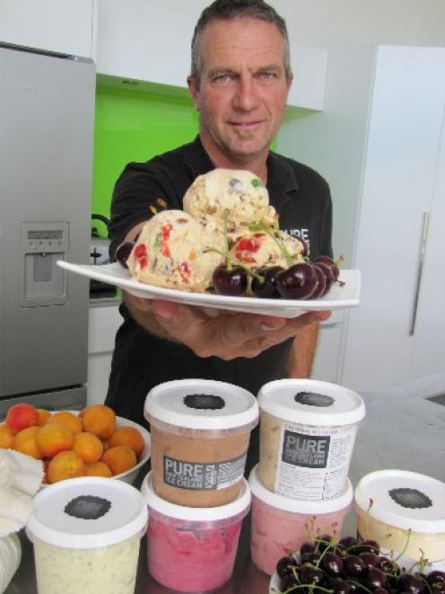 Wanaka ice cream maker Richard Bullock with his latest product - Christmas-flavoured ice cream....