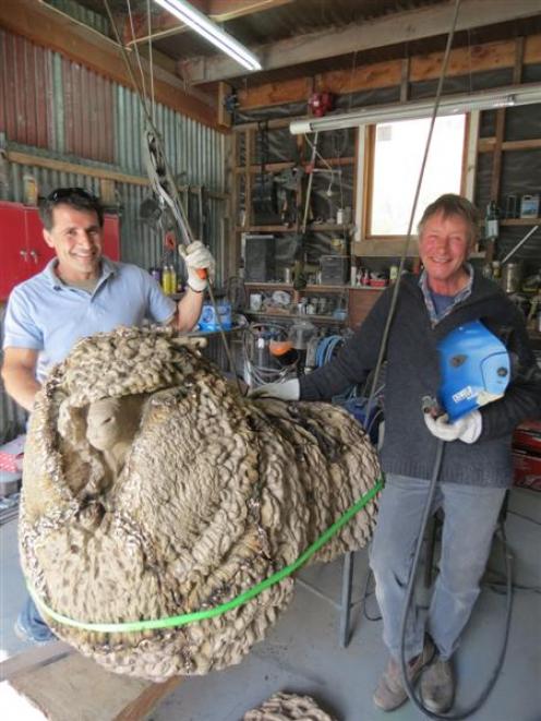 Wanaka sculptor and artist Minhal Al Halabi (left) and welder Laurie Scheib, of Queenstown, take...