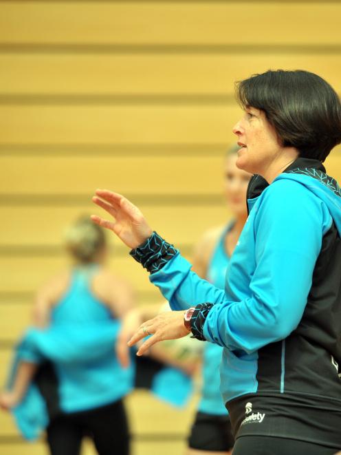 Southern Steel coach Janine Southby runs training at the Edgar Centre yesterday. Photo by...