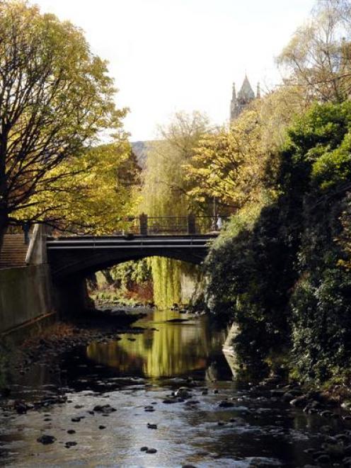 Water of Leith (looking towards clock tower) mentioned in the University of Otago campus master...