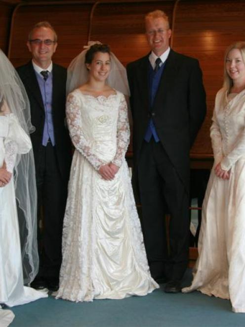 Wearing some of the vintage gowns which feature in the Brides through the Ages show today are ...