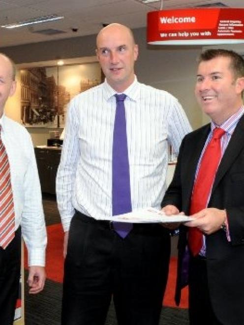 Westpac executives (from left) Otago retail area manager Ken Cochrane, Otago business banking...