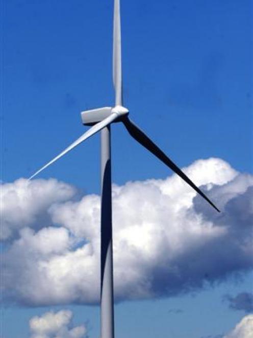 A wind turbine at the White Hill wind farm near Mossburn. Photo by Craig Baxter.