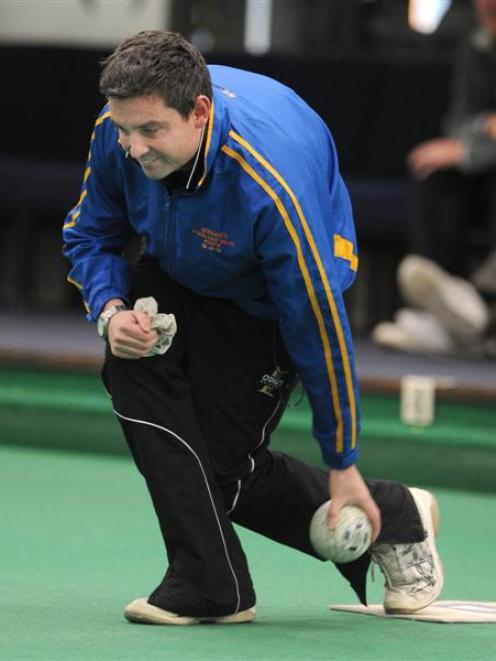Winner Andy McLean (North East Valley) in action in the PBA Shanghai bowls event at the Westpac...