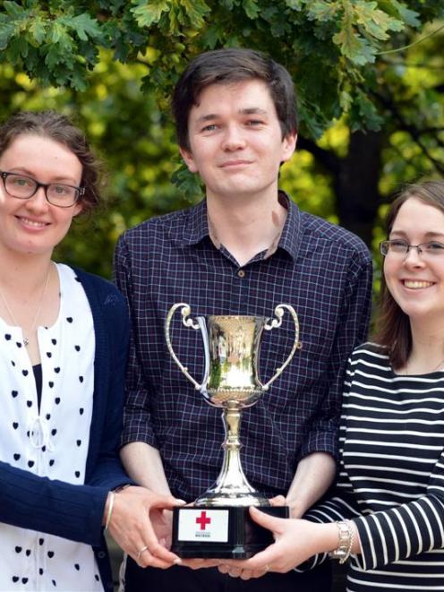 With their New Zealand Red Cross law moot competition trophy at the University of Otago this week...
