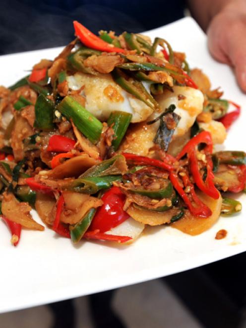 Xiaoyan's fish fillets in sour quince and chilli sauce. Photos by Gregor Richardson.