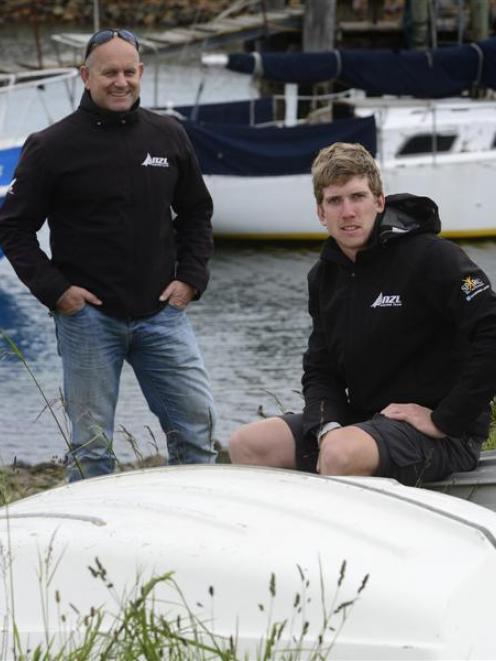 Yachting silver medallist Peter Burling (right) and his coach, Jez Fanstone,  at the Otago Yacht...