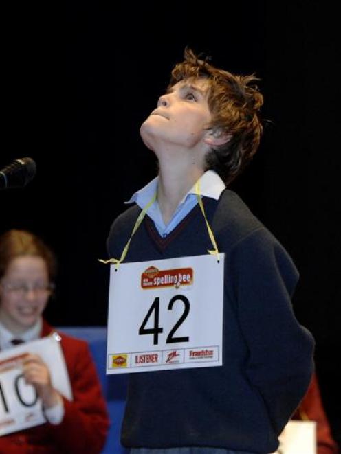 Year 9 pupil Tom Stephenson (12), of Waitaki Boys High School, searches for the answer during the...
