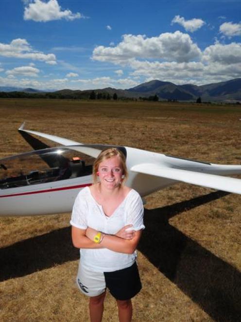 Young Christchurch glider pilot Abbey Delore takes a break from flying at the youth soaring...