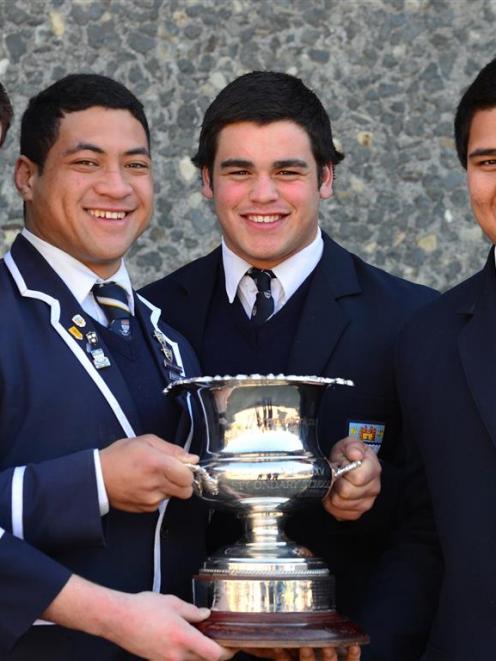 Jermaine Ainsley (second from right), with his fellow school front-rowers (from left): Liam...