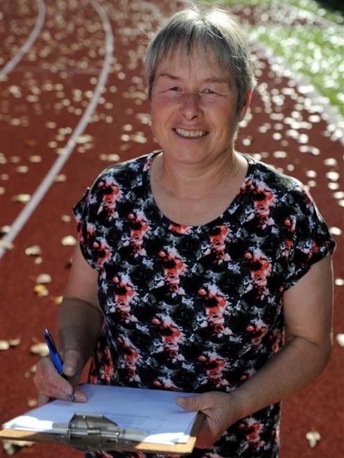 Athletics Otago administration officer Margaret Knox at the Caledonian Ground yesterday. Photo by...