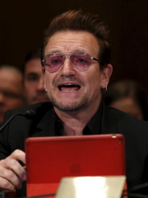 Bono testifies before a Senate Appropriations Subcommittee hearing on Capitol Hill in Washington....