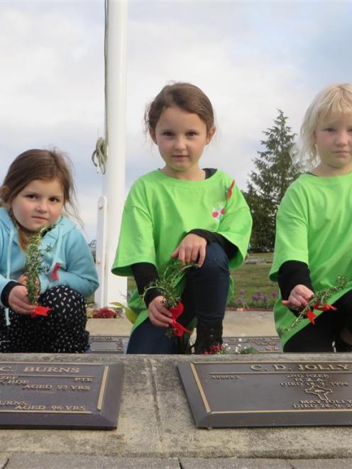 Iconz 4 Girlz members from left Willow Johnson (4), Bella Johnson (6) and Charli Boyle (6) place...