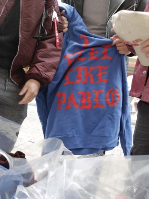 Merchandise for Kanye West's 'Pablo' album. Photo: Reuters