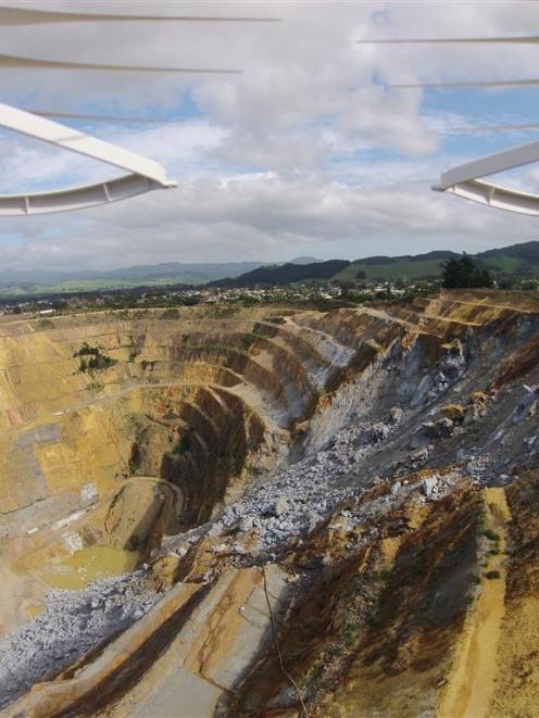 The two-million tonne rockfall at Oceana Gold’s Waihi mine’s historic Martha pit last month....