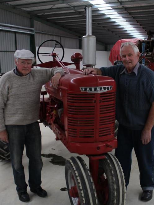 West Otago Vintage Club members Neil Kirk (left) and Eric Shaw at the new West Otago Vintage ...