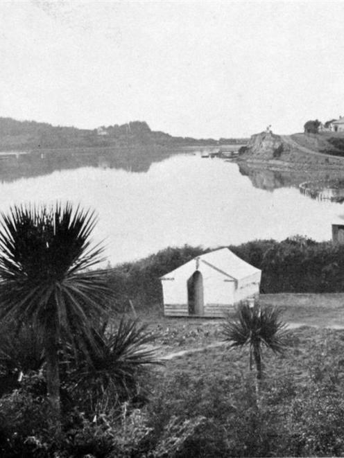 A scene near the mouth of the Waikouaiti River, showing Karitane peninsula in the distance. -...