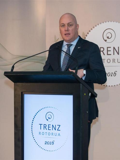 Air New Zealand chief executive Christopher Luxon speaks at the Trenz conference in Rotorua...