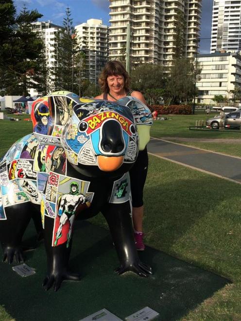 Donna McIntyre poses with a pop art koala. Left: PHOTOS: SUPPLIED