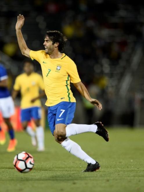 Kaka (7) controls the ball during Brazil's friendly against Panama in Denver, Colorado last month...