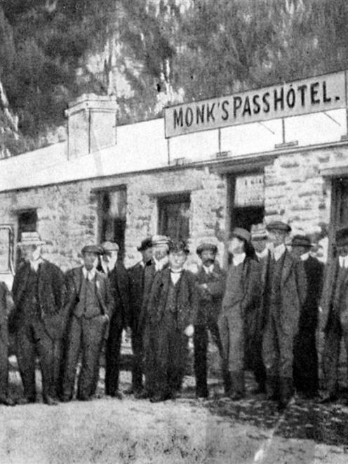 A gathering of representatives of Maniototo Plains and Oamaru at Monk’s Hotel, Dansey’s Pass. The...