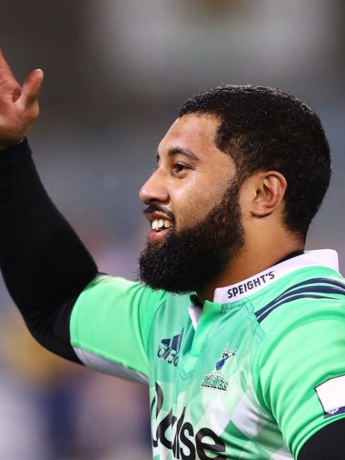 Lima Sopoaga of the Highlanders celebrates victory following the Super Rugby Quarterfinal match...