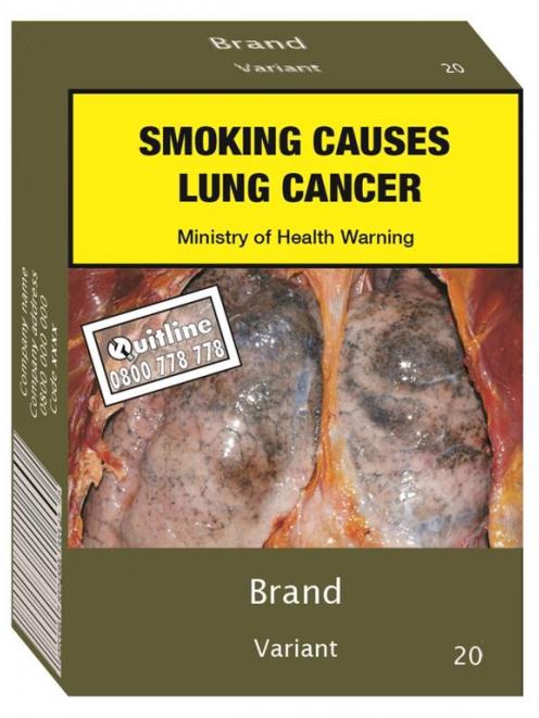 A design shows how cigarette packages could look when plain packaging is introduced. IMAGE:...