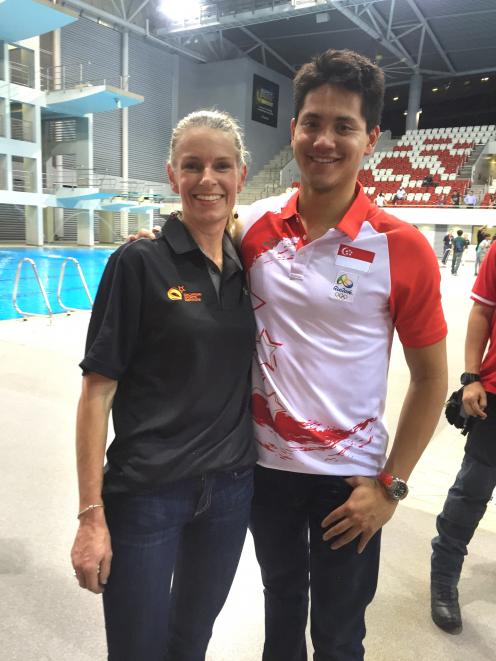 Kirsty Fairbairn and Singapore swimmer Joseph Schooling, who won the 100m butterfly at the Rio Olympics. Dr Fairbairn was sports dietician to the Singapore swim team and helped Schooling boost his strength, power and endurance. Photo: supplied