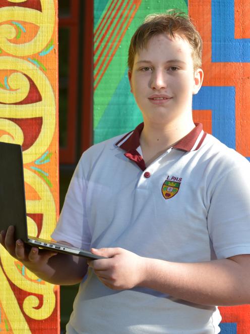 Logan Park High School pupil Ennis Massey is turning a prototype English-to-Maori translation programme into a working website. Photo by Gerard O'Brien.