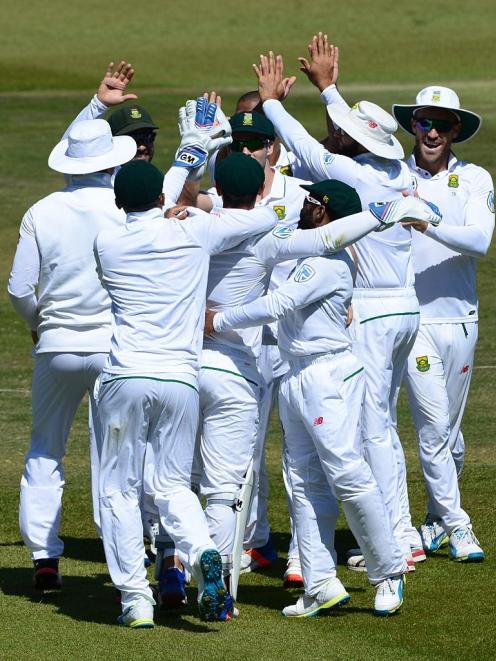 South Africa celebrate a wicket on the way to crushing New Zealand. Photo: Getty Images