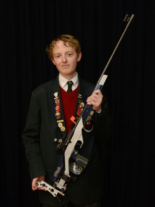 Kaikorai Valley College pupil Shaun Simpson (17) shows off his rifle at the school last week....